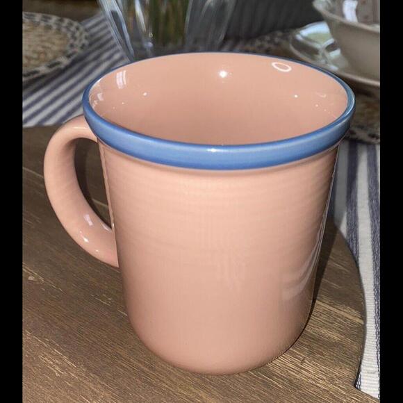 3 Rio Century Mugs Stoneware Pink Blue Rim Coffee Tea Cup Vintage Japan - Picture 5 of 12
